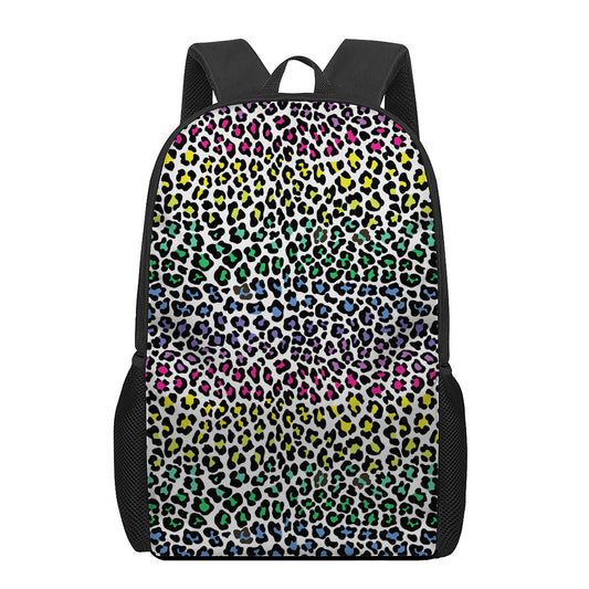 Colorful Leopard Print 17 Inch Backpack