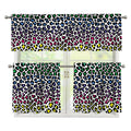 Colorful Leopard Print 3 Piece Kitchen Curtains