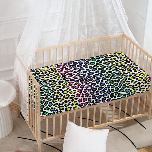 Colorful Leopard Print Baby Crib Sheet