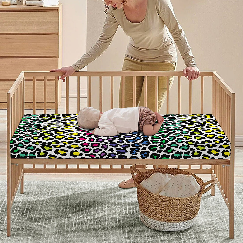 Colorful Leopard Print Baby Crib Sheet