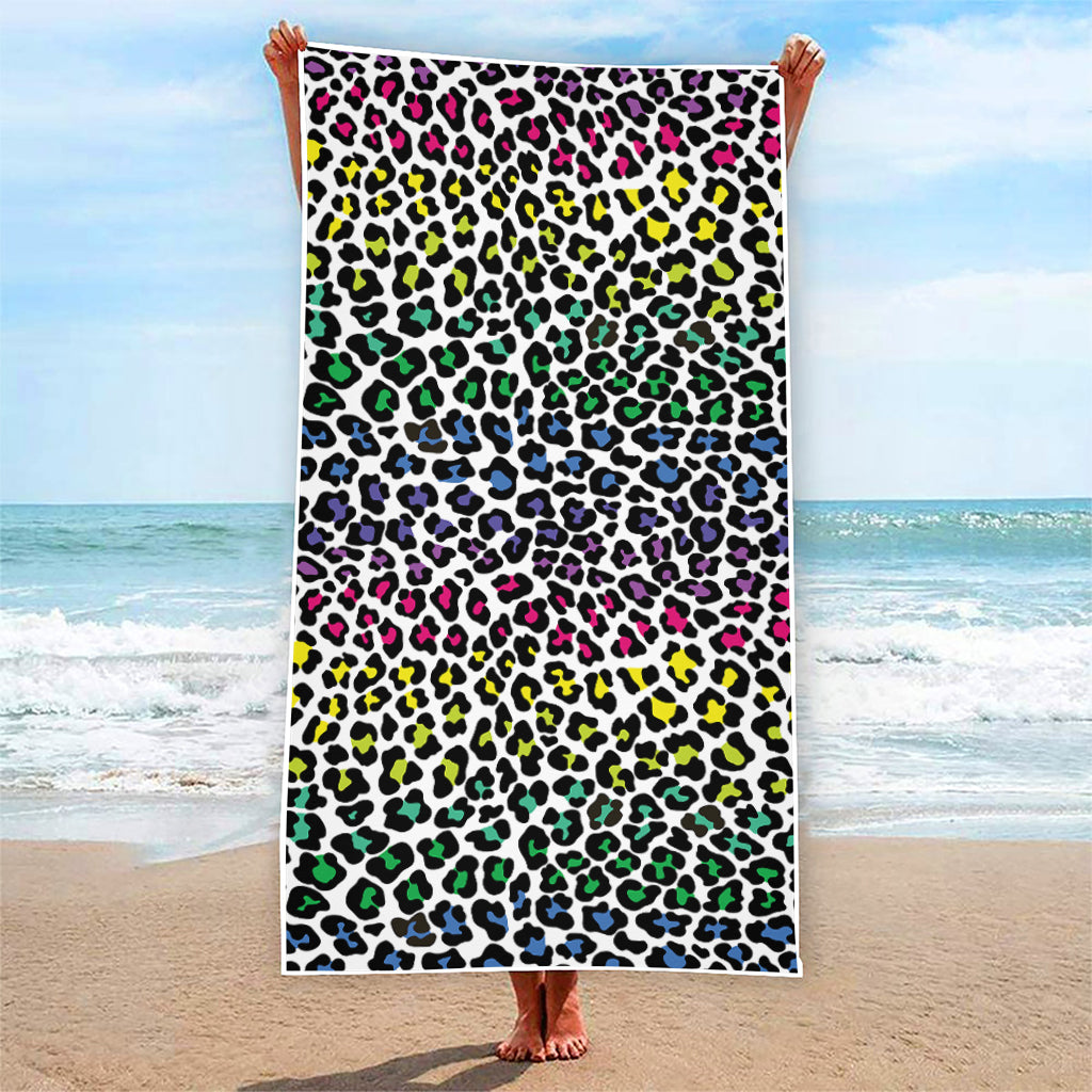 Colorful Leopard Print Beach Towel