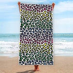 Colorful Leopard Print Beach Towel