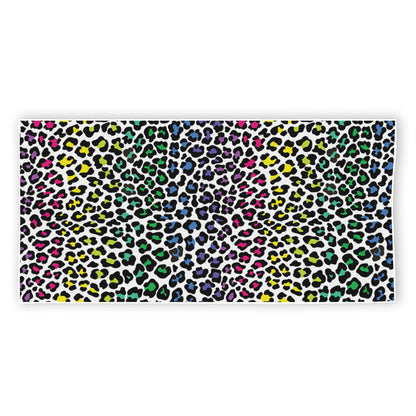 Colorful Leopard Print Beach Towel