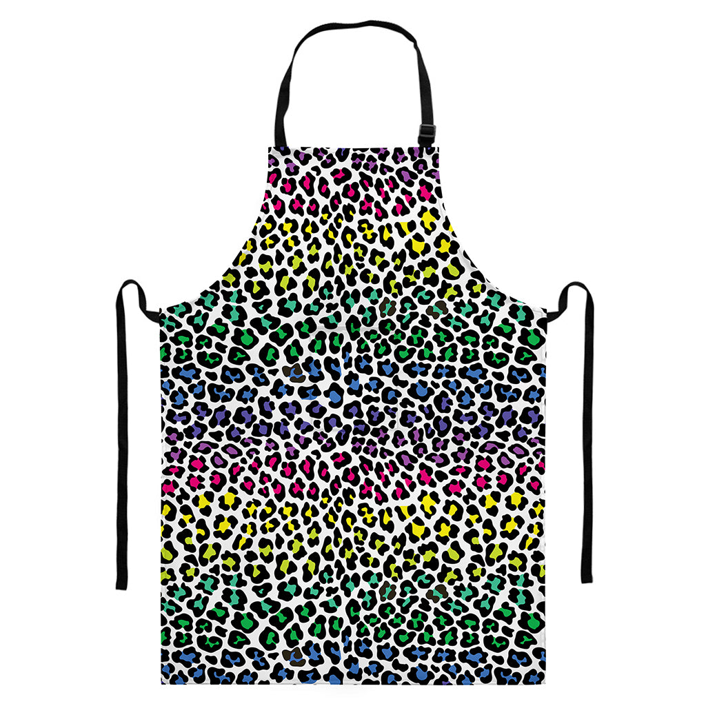 Colorful Leopard Print Bib Apron With Pocket