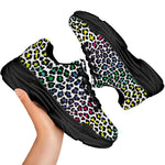 Colorful Leopard Print Black Chunky Shoes
