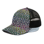 Colorful Leopard Print Black Mesh Trucker Cap