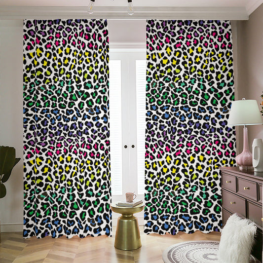 Colorful Leopard Print Blackout Pencil Pleat Curtains