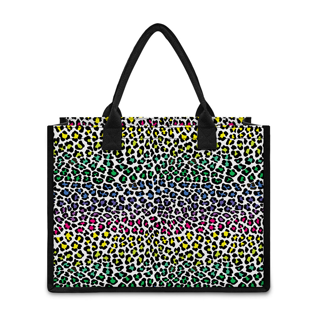 Colorful Leopard Print Canvas Tote Bag