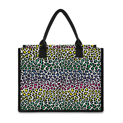 Colorful Leopard Print Canvas Tote Bag