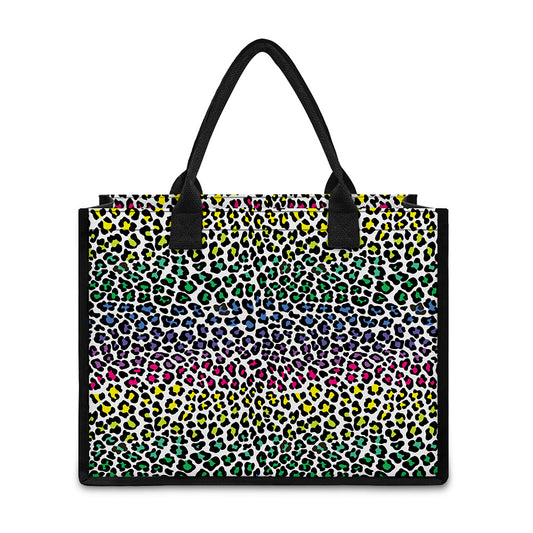 Colorful Leopard Print Canvas Tote Bag