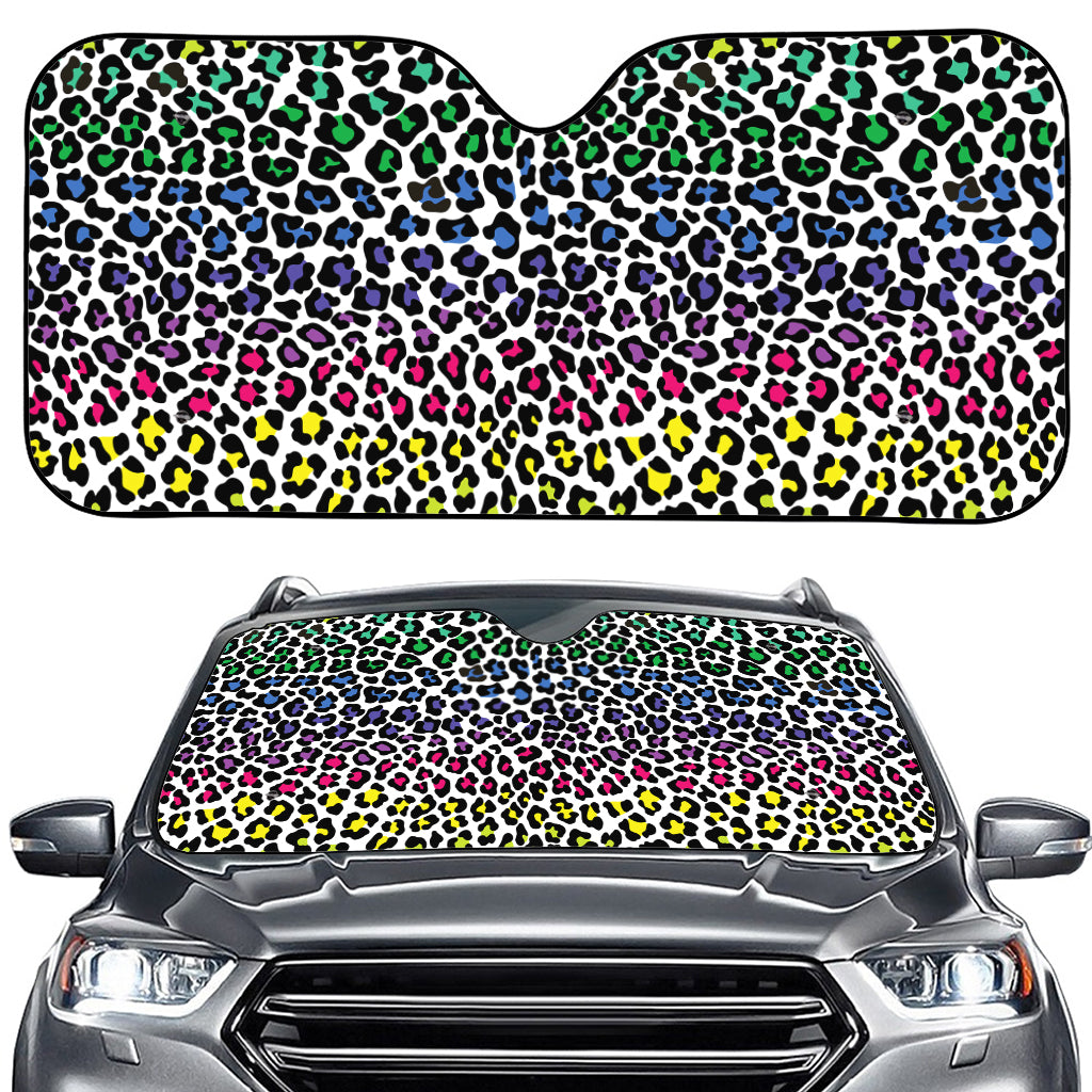 Colorful Leopard Print Car Windshield Sun Shade