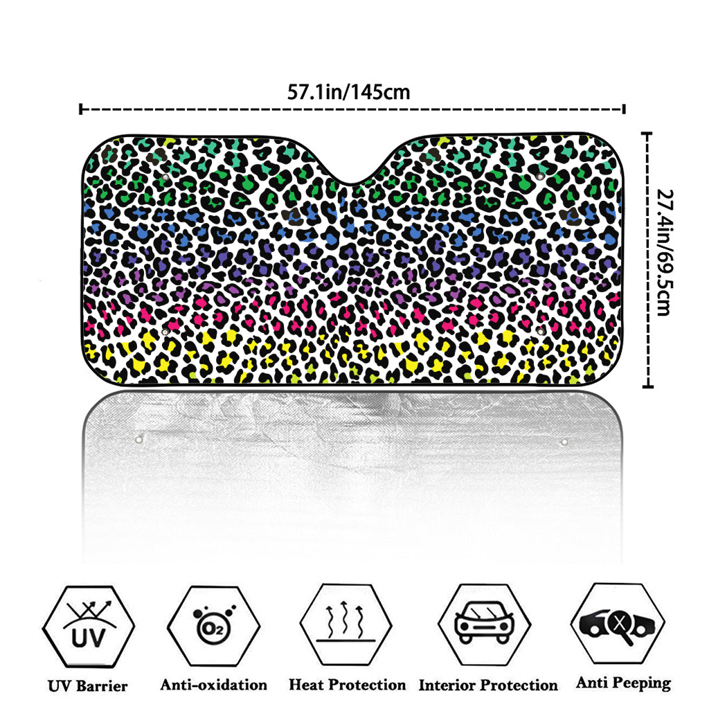 Colorful Leopard Print Car Windshield Sun Shade