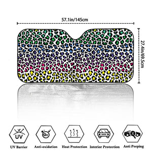 Colorful Leopard Print Car Windshield Sun Shade