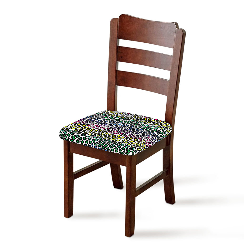 Colorful Leopard Print Chair Cushion Cover