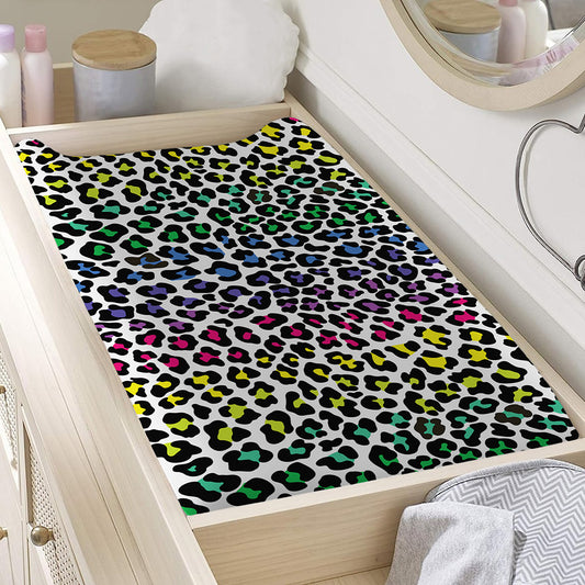 Colorful Leopard Print Changing Pad Cover