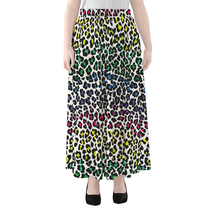 Colorful Leopard Print Chiffon Maxi Skirt