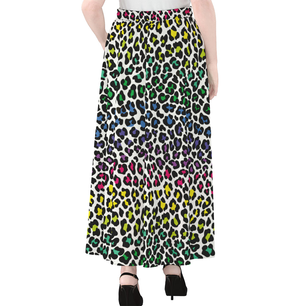 Colorful Leopard Print Chiffon Maxi Skirt