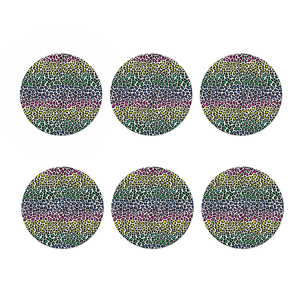Colorful Leopard Print Coaster Set