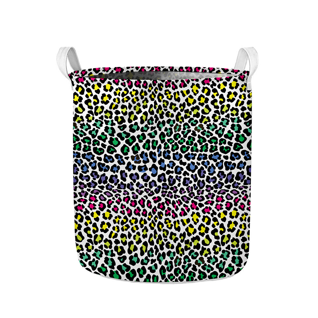 Colorful Leopard Print Collapsible Laundry Basket
