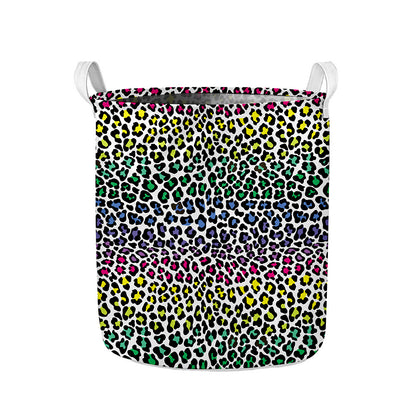 Colorful Leopard Print Collapsible Laundry Basket