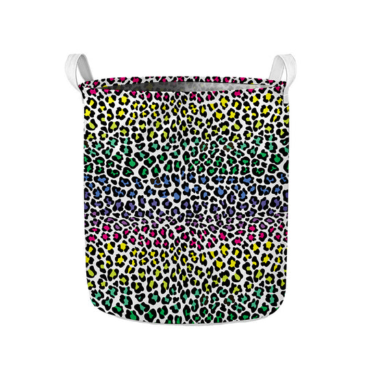 Colorful Leopard Print Collapsible Laundry Basket
