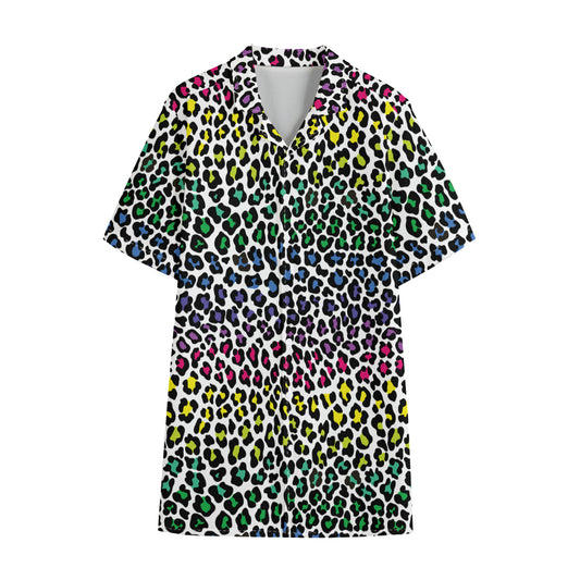 Colorful Leopard Print Cotton Hawaiian Shirt