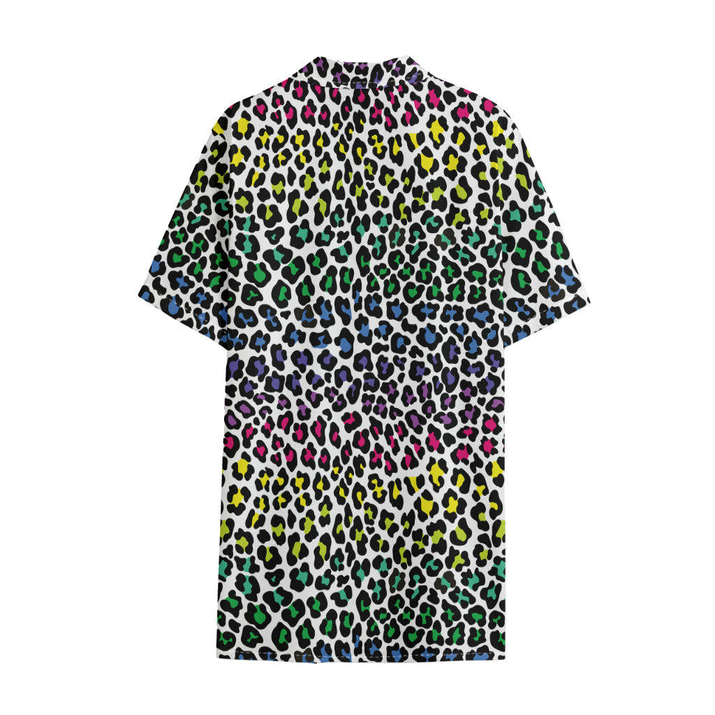 Colorful Leopard Print Cotton Hawaiian Shirt