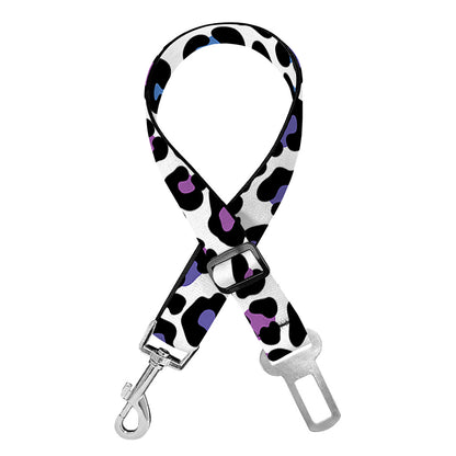 Colorful Leopard Print Dog Seat Belt