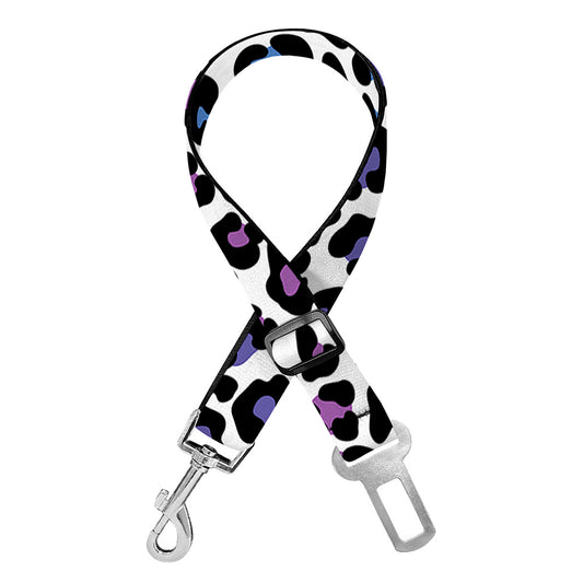 Colorful Leopard Print Dog Seat Belt