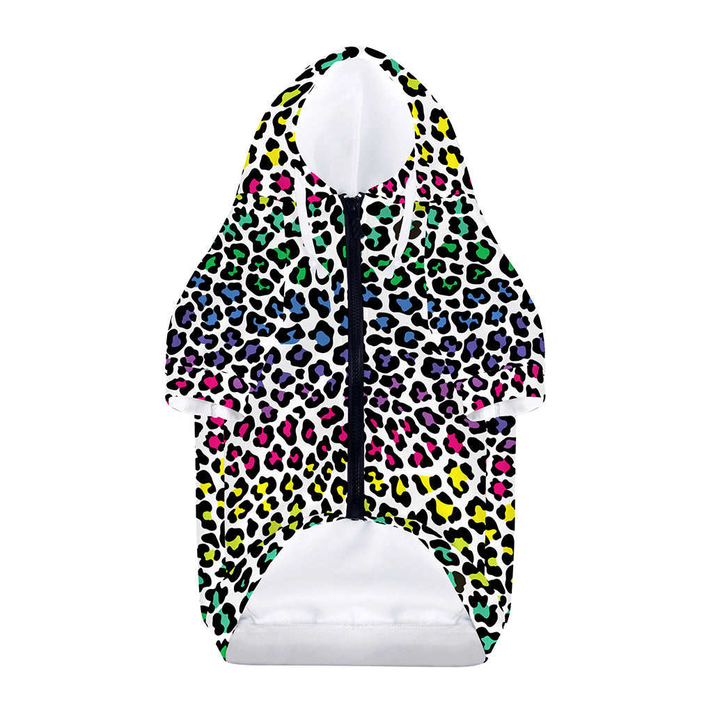 Colorful Leopard Print Dog Zip Up Hoodie