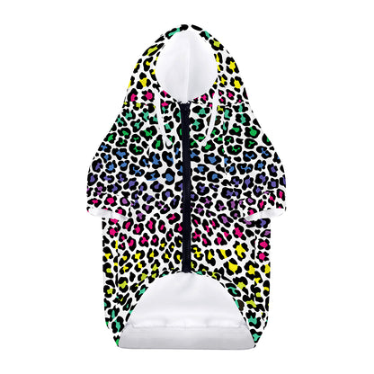 Colorful Leopard Print Dog Zip Up Hoodie