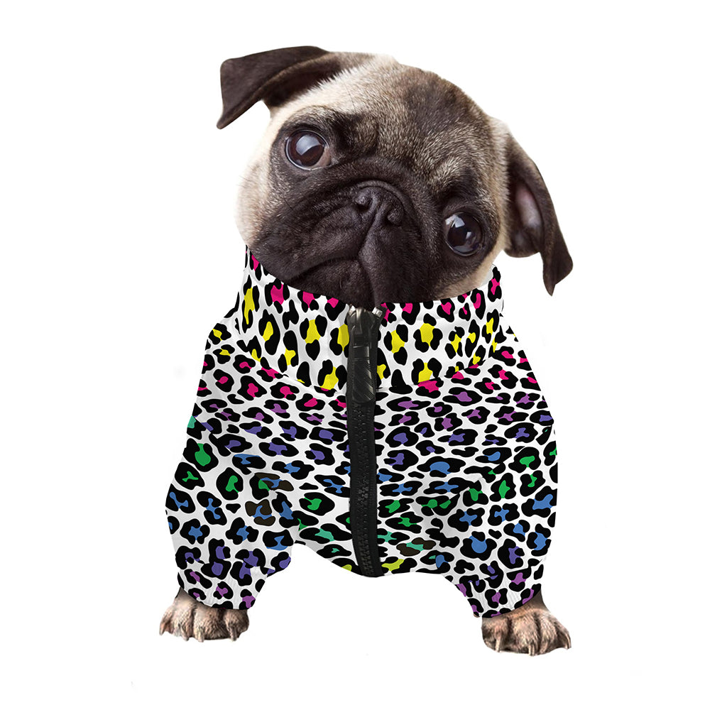 Colorful Leopard Print Dog Zip Up Jacket