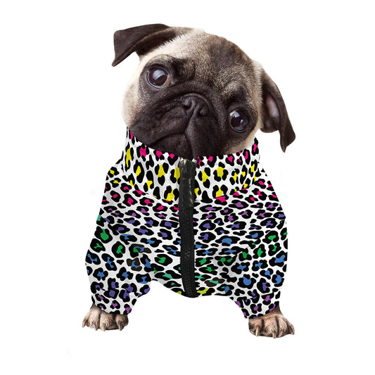 Colorful Leopard Print Dog Zip Up Jacket