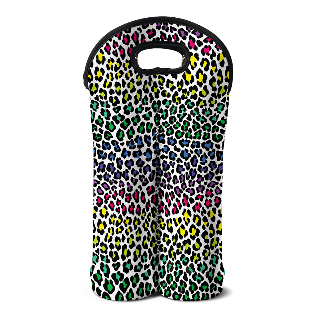 Colorful Leopard Print Double Neoprene Wine Tote