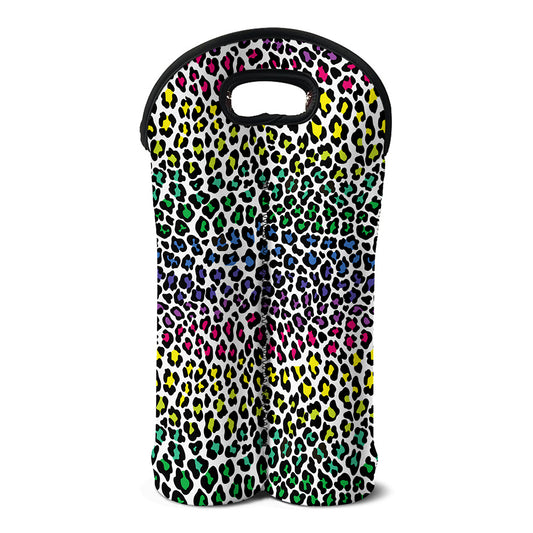 Colorful Leopard Print Double Neoprene Wine Tote