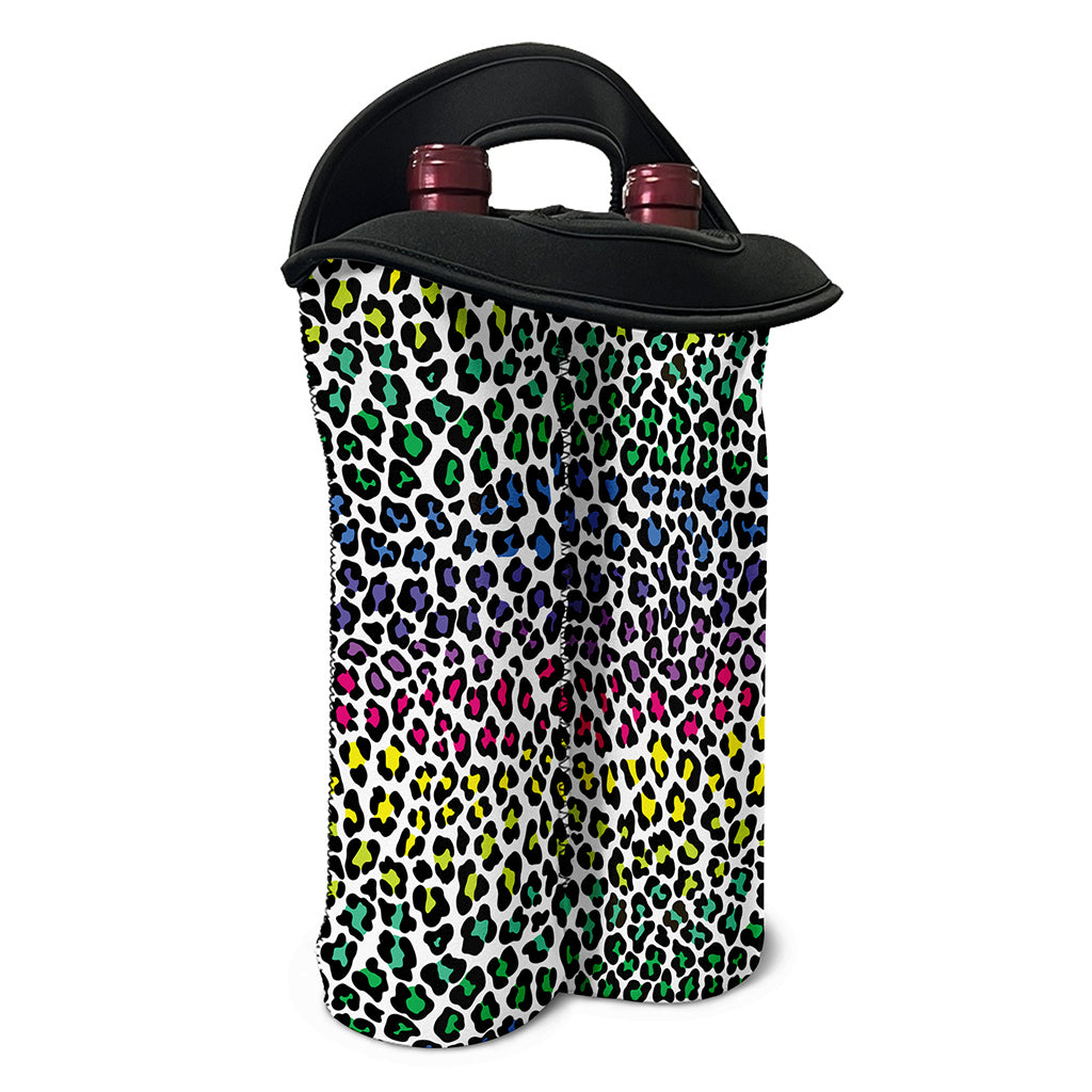 Colorful Leopard Print Double Neoprene Wine Tote