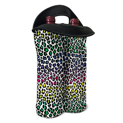 Colorful Leopard Print Double Neoprene Wine Tote