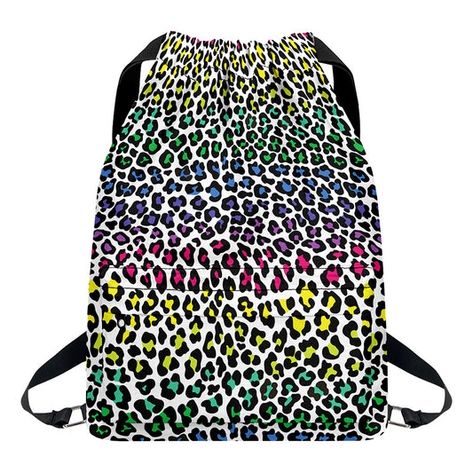 Colorful Leopard Print Drawstring Backpack