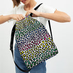 Colorful Leopard Print Drawstring Backpack