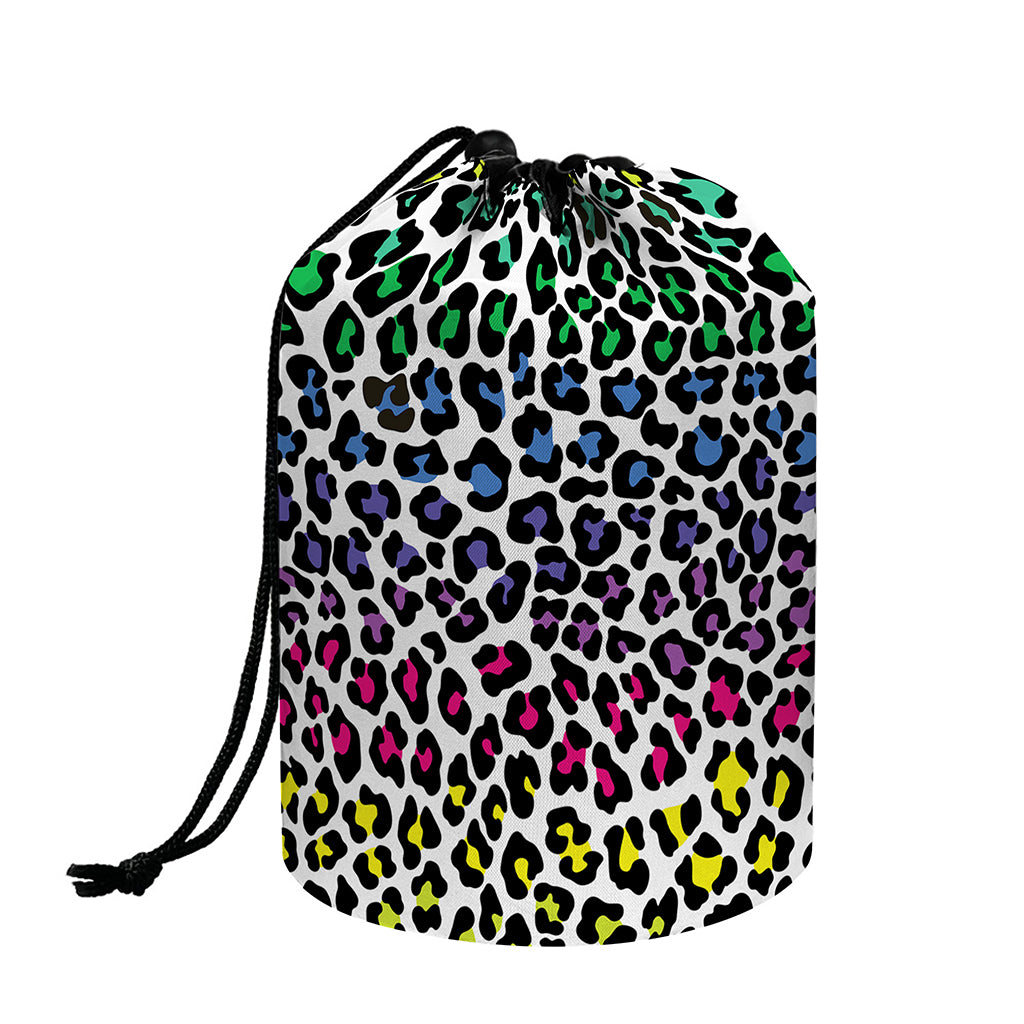 Colorful Leopard Print Drawstring Makeup Bag