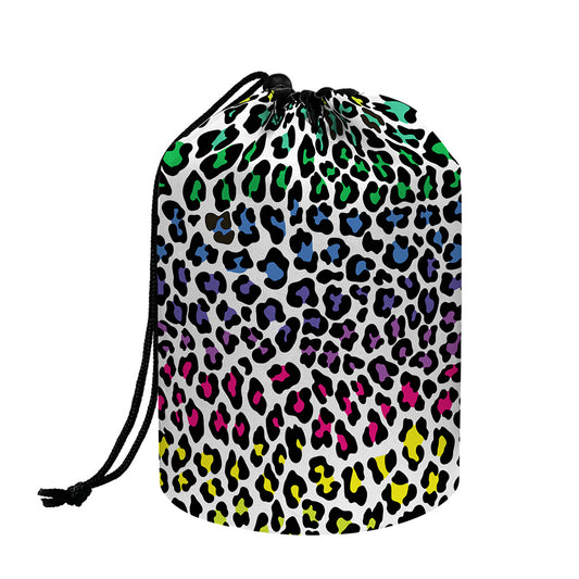 Colorful Leopard Print Drawstring Makeup Bag