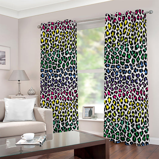 Colorful Leopard Print Extra Wide Grommet Curtains