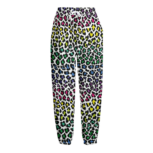 Colorful Leopard Print Fleece Lined Knit Pants