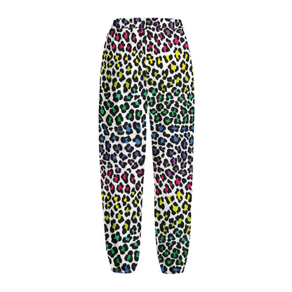 Colorful Leopard Print Fleece Lined Knit Pants