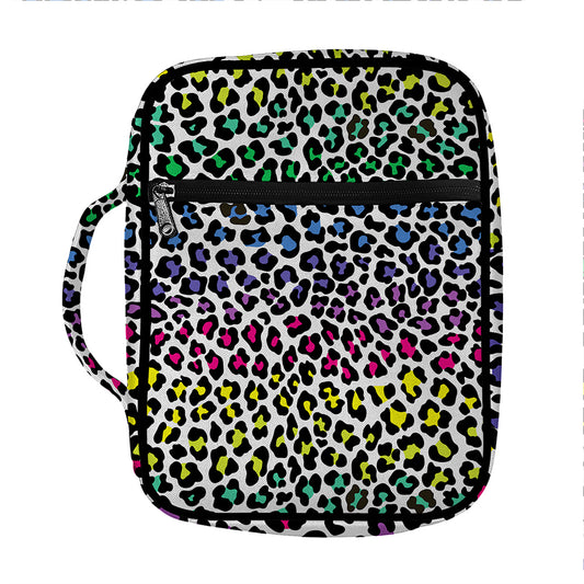 Colorful Leopard Print Front Pocket Bible Bag