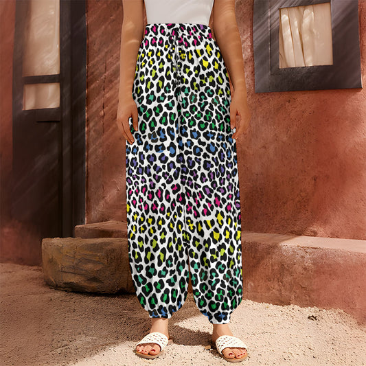 Colorful Leopard Print Harem Pants
