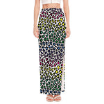 Colorful Leopard Print High Slit Maxi Skirt