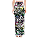 Colorful Leopard Print High Slit Maxi Skirt