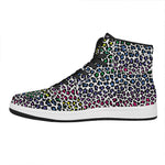 Colorful Leopard Print High Top Leather Sneakers