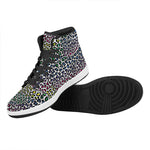 Colorful Leopard Print High Top Leather Sneakers